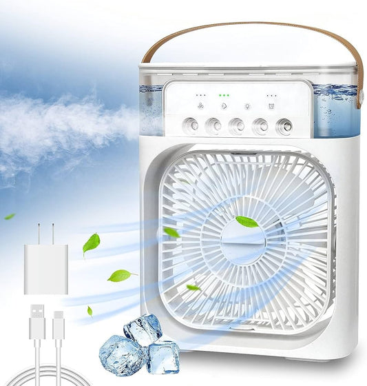 Portable Air Cooler Fan with Mist and Color Light